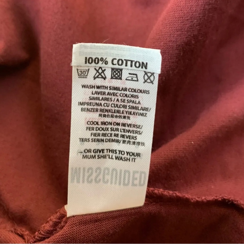 Missguided T-shirt Dress Burgundy Short Sleeve Mini Open-Back Crew Neck UK 8 - Picture 4 of 7